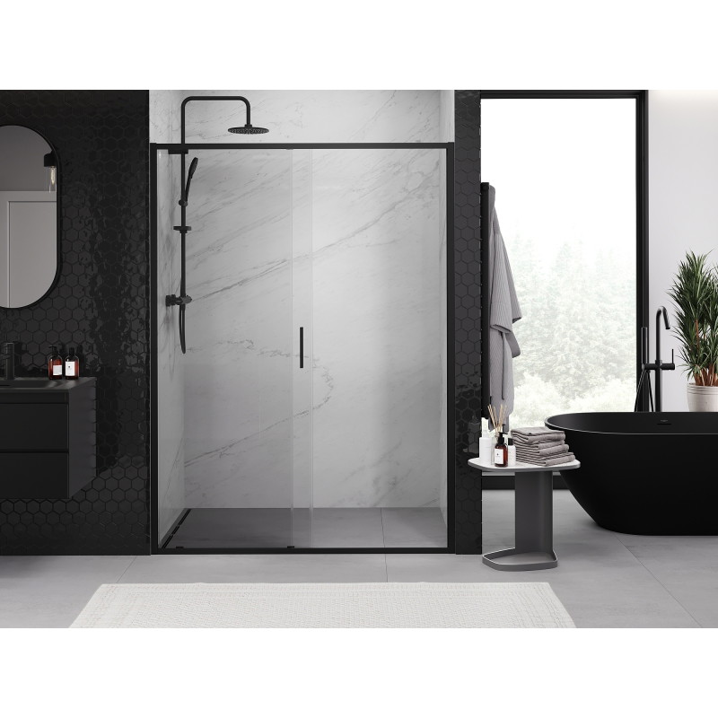 Mexen Exo-S drzwi prysznicowe rozsuwane 135 cm, transparent, czarne - 8151-135-000-70-00