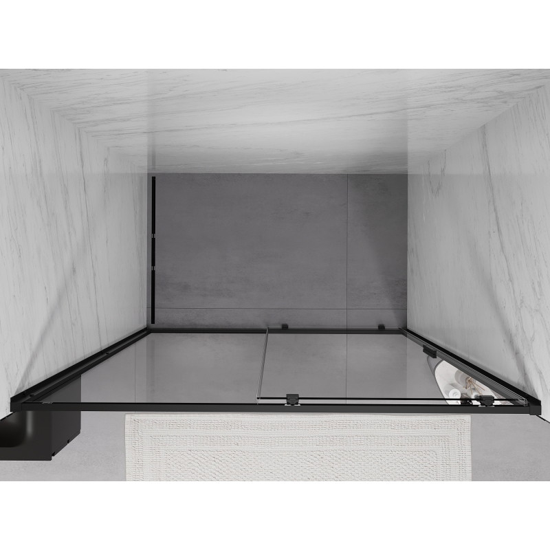 Mexen Exo-S drzwi prysznicowe rozsuwane 155 cm, transparent, czarne - 8151-155-000-70-00