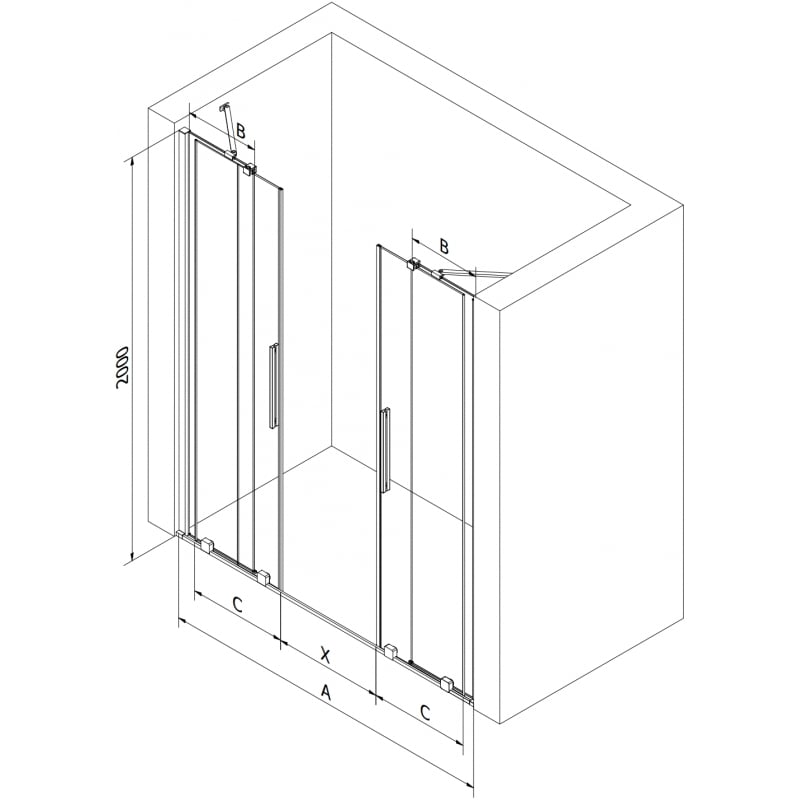 Mexen Velar Duo drzwi prysznicowe rozsuwane 150 cm, transparent, miedź szczotkowana - 871-150-000-02-65