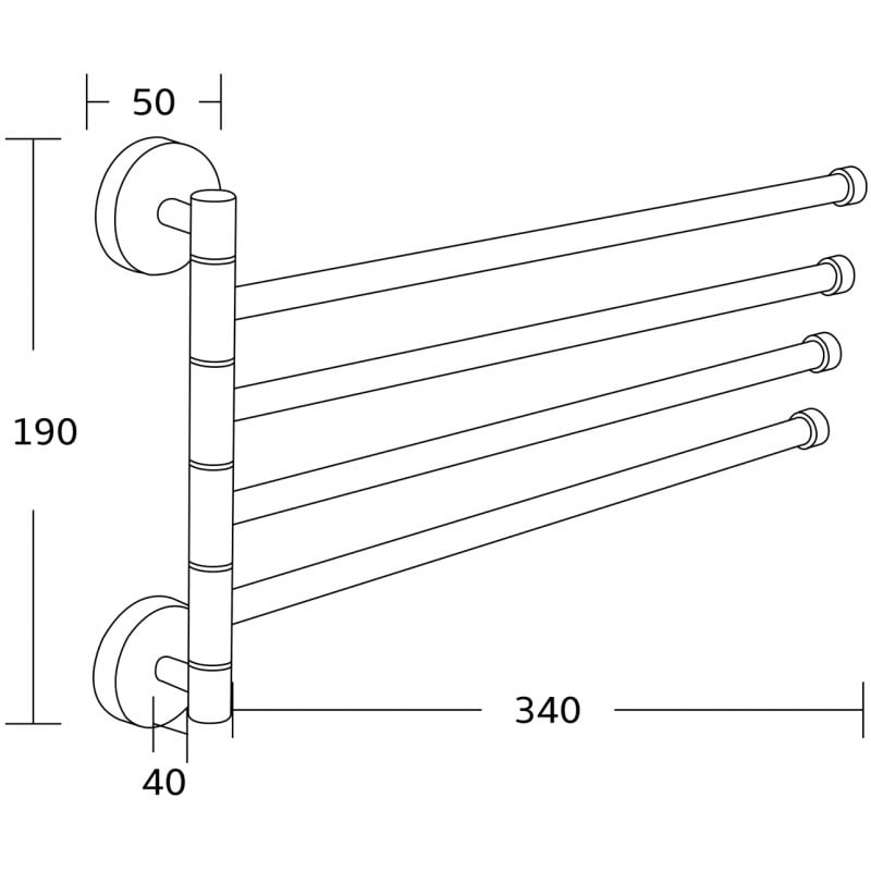 Mexen poczwórny obrotowy wieszak na ręcznik, złoty - 7039244-50