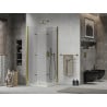 Mexen Lima Duo kabina prysznicowa składana 90 x 90 cm, transparent, złota + brodzik Flat - 856-090-090-50-02-4010G