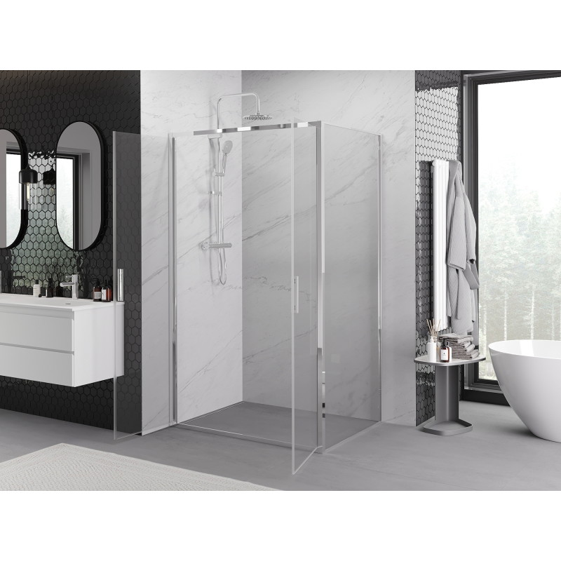 Mexen Exo-B Duo kabina prysznicowa uchylna 100 x 75 cm, transparent, chrom - 814-100-075-01-00