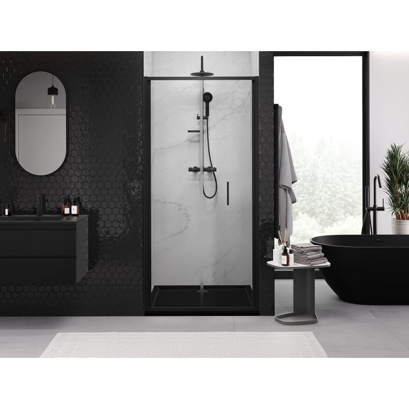 Mexen Exo drzwi prysznicowe składane 65 cm, transparent, czarne - 816-065-000-70-00