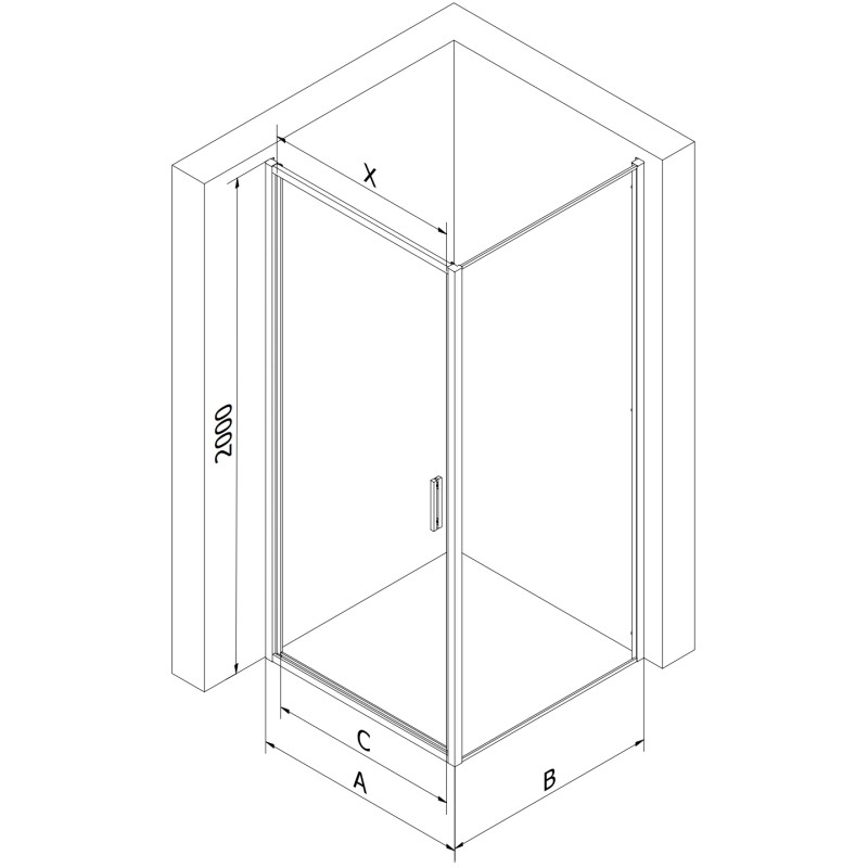 Mexen Exo-B kabina prysznicowa uchylna 95 x 85 cm, transparent, chrom - 817-095-085-01-00