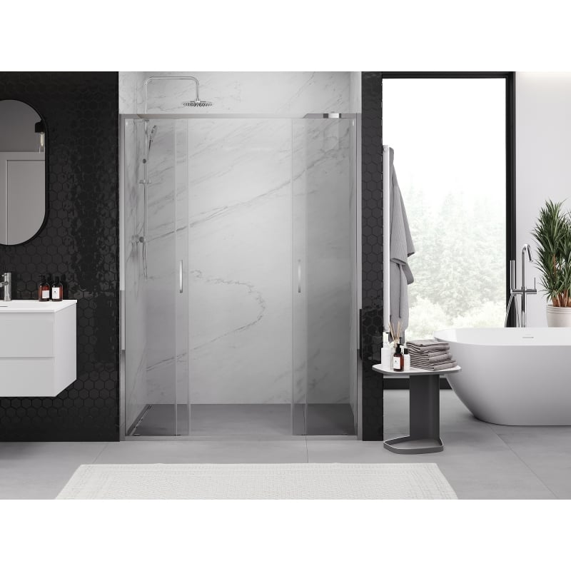 Mexen Exo drzwi prysznicowe podwójne rozsuwane 140 cm, transparent, chrom - 8152-140-000-01-00