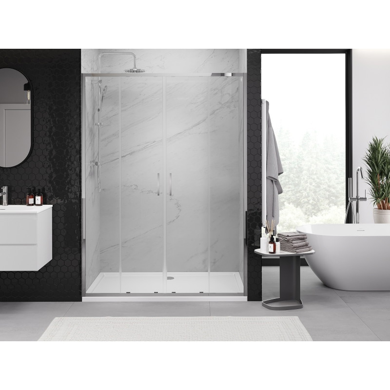 Mexen Exo-S Duo drzwi prysznicowe podwójne rozsuwane 150 cm, transparent, chrom - 8152-150-000-01-00