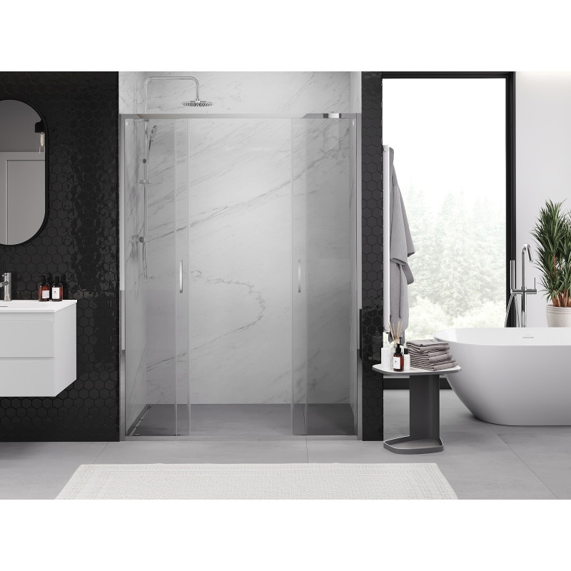Mexen Exo-S Duo drzwi prysznicowe podwójne rozsuwane 150 cm, transparent, chrom - 8152-150-000-01-00