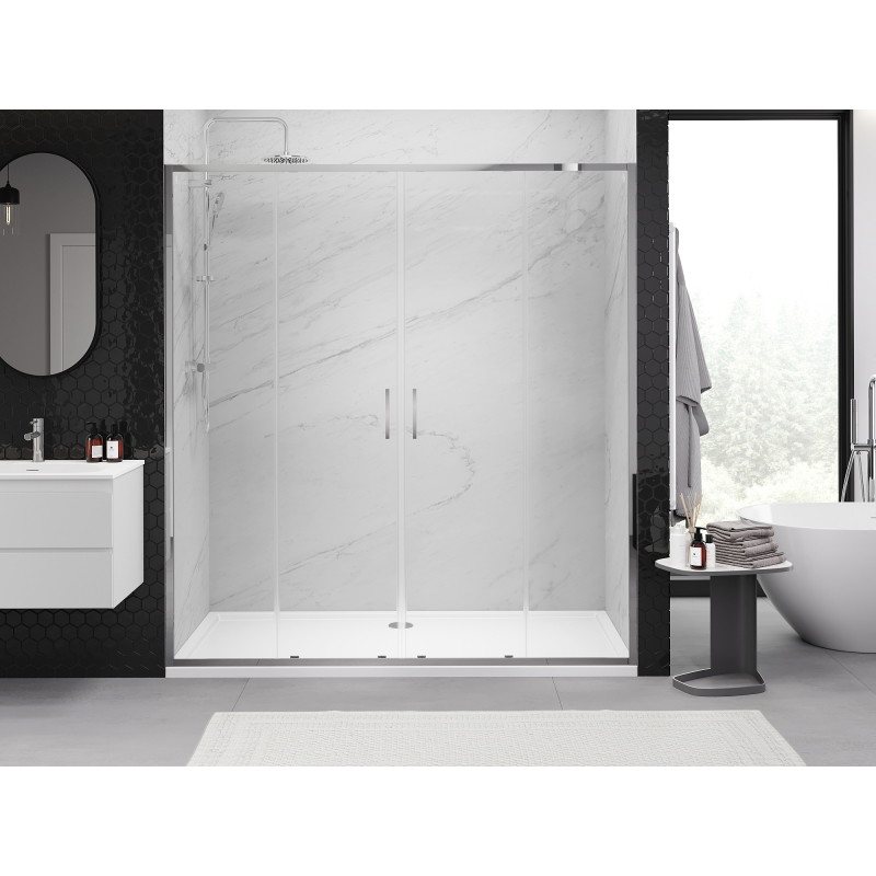 Mexen Exo-S Duo drzwi prysznicowe podwójne rozsuwane 170 cm, transparent, chrom - 8152-170-000-01-00