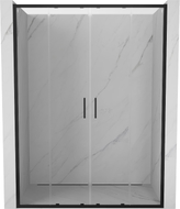 Mexen Exo-S Duo drzwi prysznicowe podwójne rozsuwane 150 cm, transparent, czarne - 8152-150-000-70-00