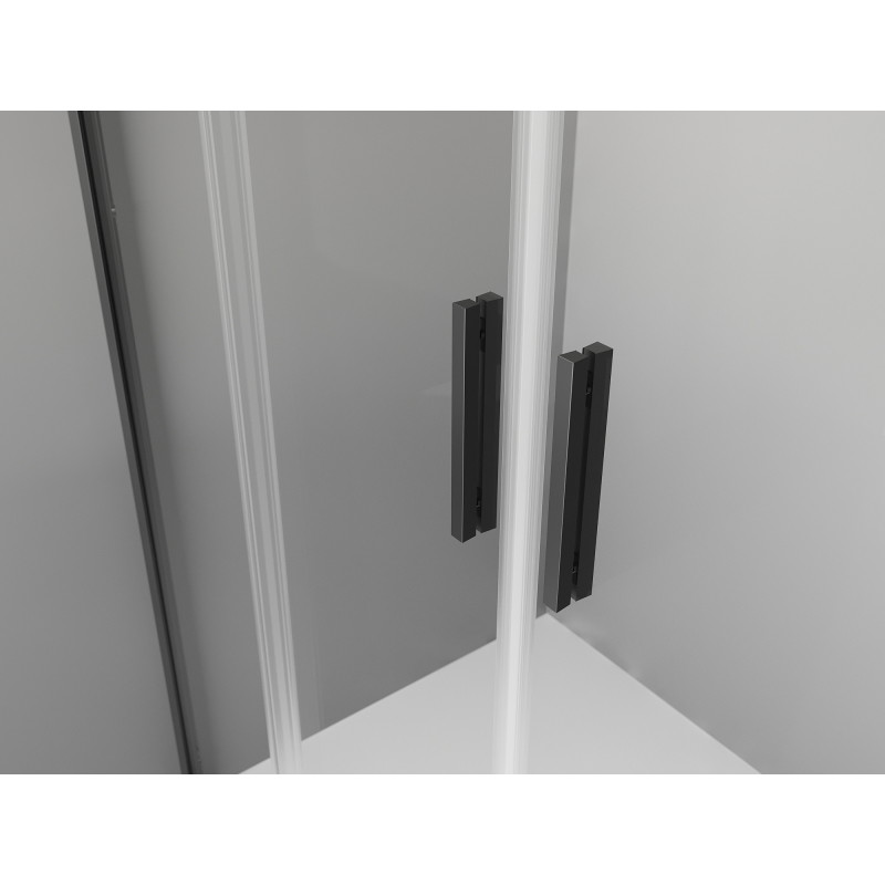 Mexen Exo-S Duo drzwi prysznicowe podwójne rozsuwane 140 cm, transparent, czarne - 8152-140-000-70-00
