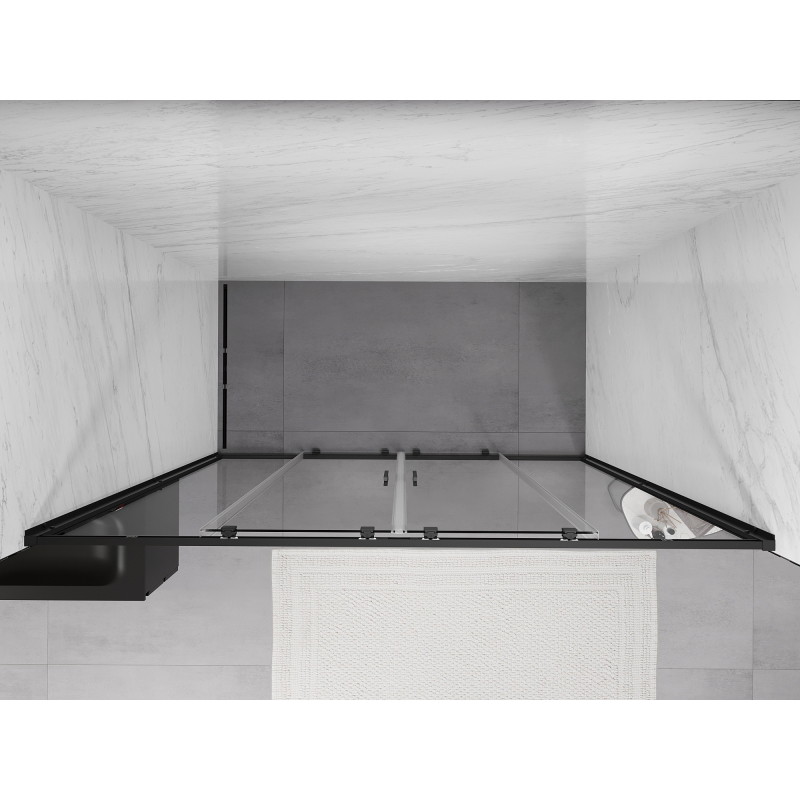 Mexen Exo-S Duo drzwi prysznicowe podwójne rozsuwane 170 cm, transparent, czarne - 8152-170-000-70-00
