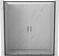 Mexen Exo-S Duo drzwi prysznicowe podwójne rozsuwane 190 cm, transparent, czarne - 8152-190-000-70-00