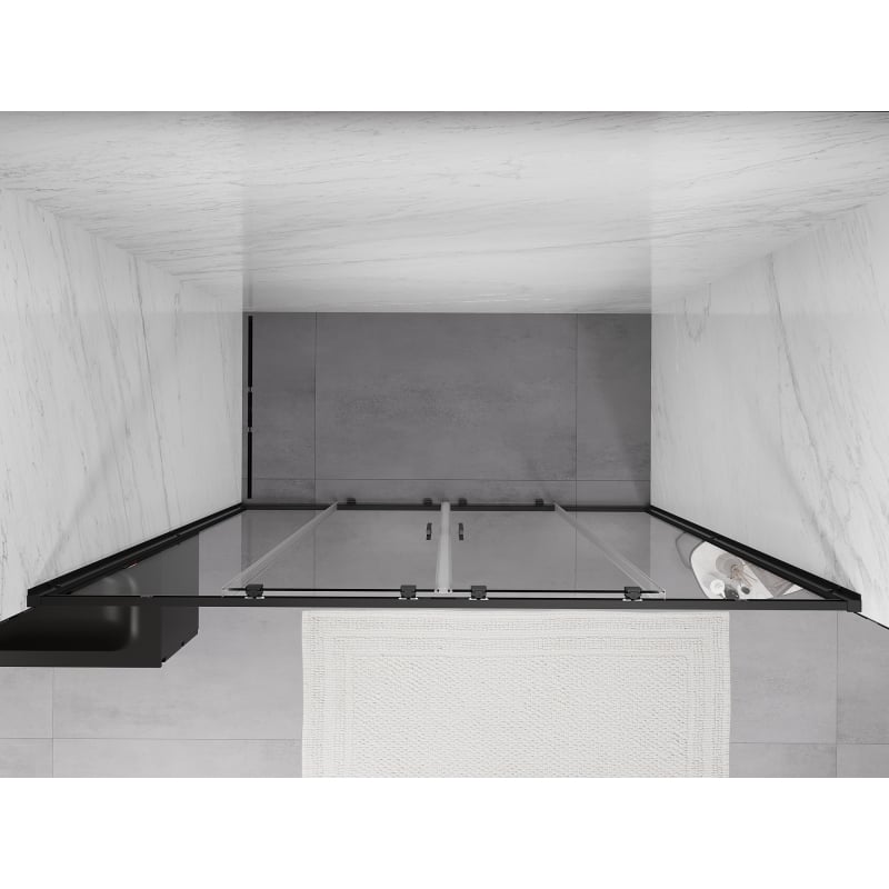 Mexen Exo drzwi prysznicowe podwójne rozsuwane 200 cm, transparent, czarne - 8152-200-000-70-00