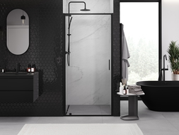 Mexen Exo drzwi prysznicowe uchylne 70 cm, transparent, czarne - 8181-070-000-70-00