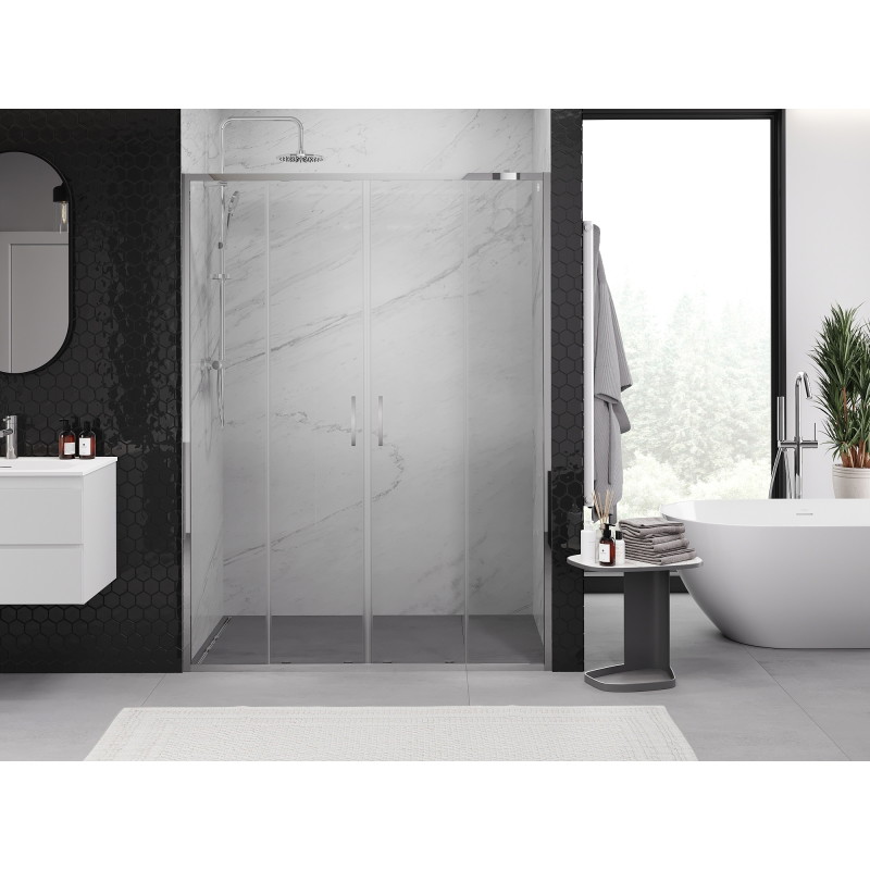 Mexen Exo-S Duo drzwi prysznicowe podwójne rozsuwane 150 cm, transparent, chrom - 8152-150-000-01-00