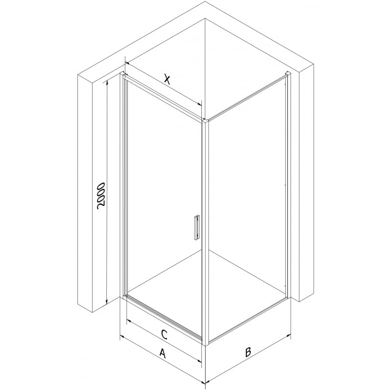 Mexen Exo kabina prysznicowa uchylna 95 x 100 cm, transparent, czarna - 817-095-100-70-00