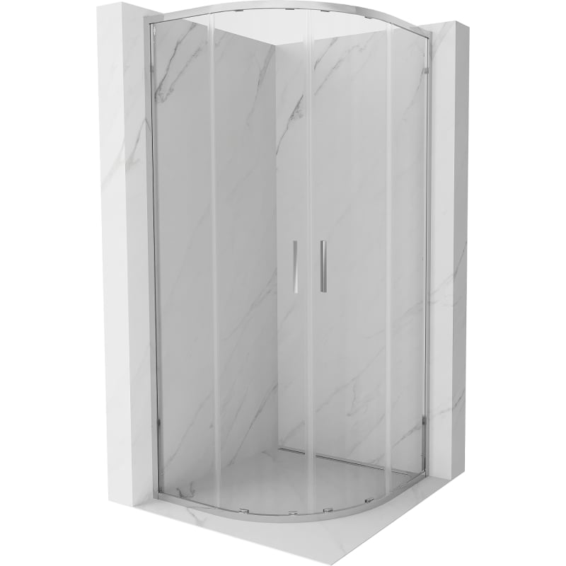 Mexen Exo kabina prysznicowa półokrągła rozsuwana 80 x 80 cm, transparent, chrom - 8132-080-080-01-00