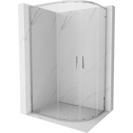 Mexen Exo-S Duo kabina prysznicowa półokrągła asymetryczna rozsuwana 90 x 80 cm, transparent, chrom - 8132-090-080-01-00