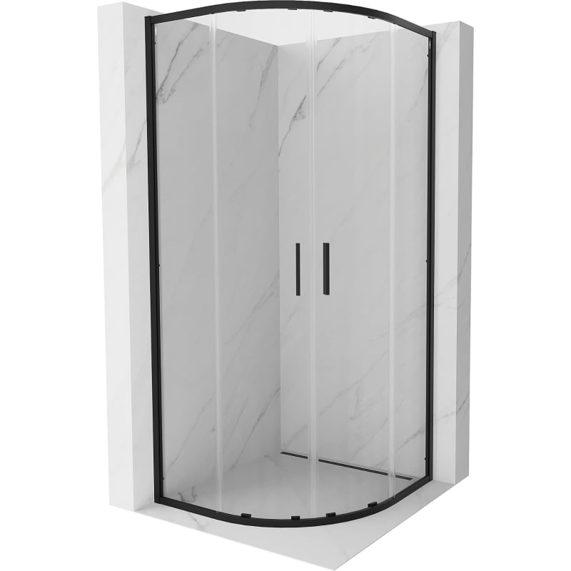 Mexen Exo-S Duo kabina prysznicowa półokrągła rozsuwana 80 x 80 cm, transparent, czarna - 8132-080-080-70-00