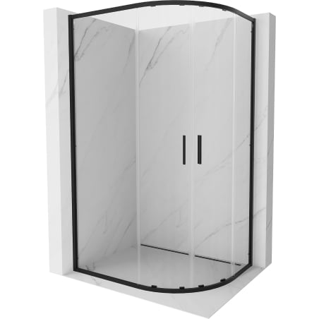 Mexen Exo kabina prysznicowa półokrągła asymetryczna rozsuwana 90 x 80 cm, transparent, czarna - 8132-090-080-70-00
