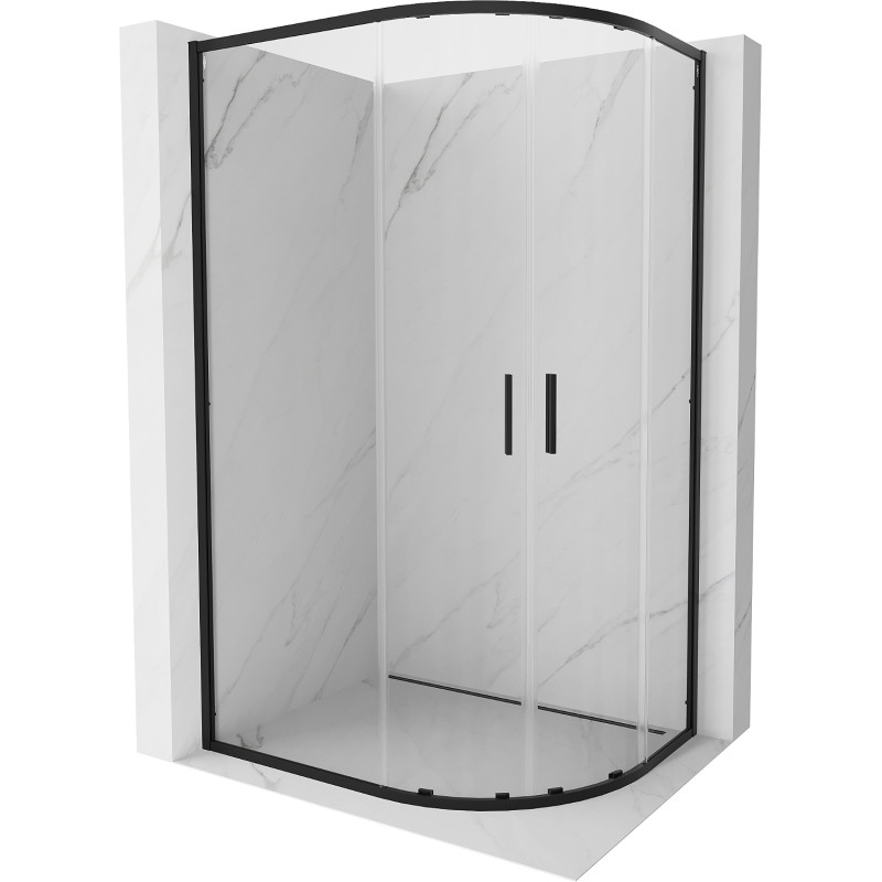 Mexen Exo-S Duo kabina prysznicowa półokrągła asymetryczna rozsuwana 120 x 90 cm, transparent, czarna - 8132-120-090-70-00