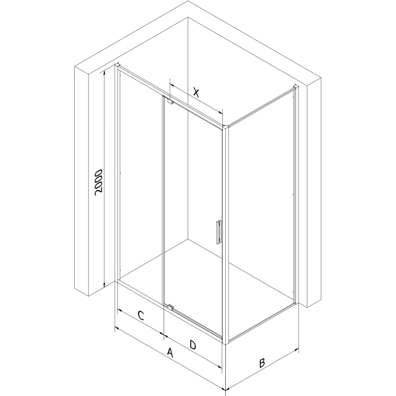 Mexen Exo-R kabina prysznicowa uchylna 115 x 85 cm, transparent, chrom - 819-115-085-01-00