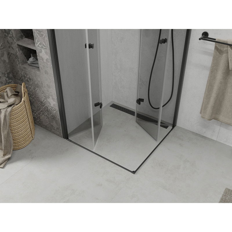 Mexen Lima Duo kabina prysznicowa składana 100 x 100 cm, transparent, czarna - 856-100-100-70-00-02