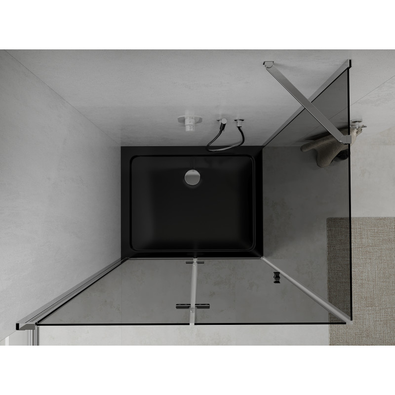 Mexen Lima kabina prysznicowa składana 80 x 120 cm, grafit, chrom + brodzik Flat, czarny - 856-080-120-01-40-4070