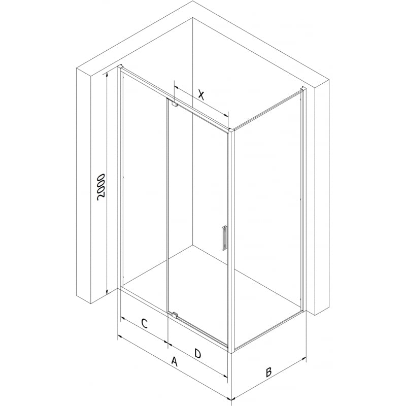 Mexen Exo kabina prysznicowa uchylna 95 x 95 cm, transparent, czarna - 819-095-095-70-00