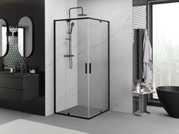 Mexen Exo-R Duo kabina prysznicowa kwadratowa uchylna 90 x 90 cm, transparent, czarna - 8110-090-090-70-00