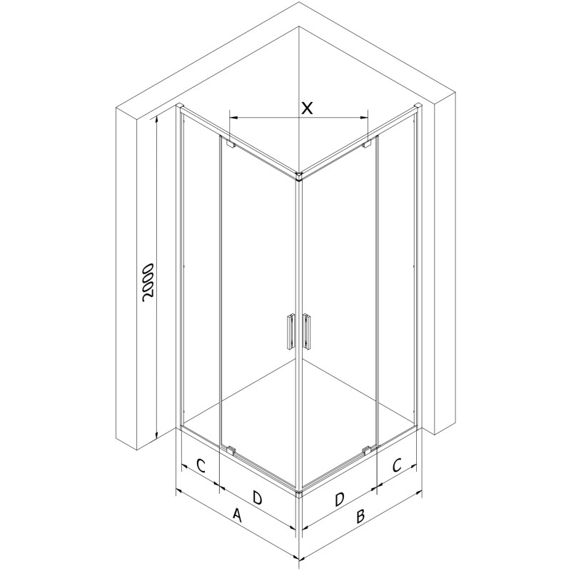 Mexen Exo-R Duo kabina prysznicowa kwadratowa uchylna 80 x 80 cm, transparent, czarna - 8110-080-080-70-00