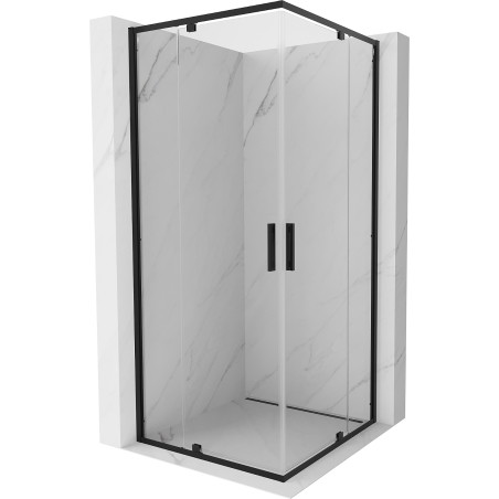 Mexen Exo-R Duo kabina prysznicowa kwadratowa uchylna 100 x 100 cm, transparent, czarna - 8110-100-100-70-00