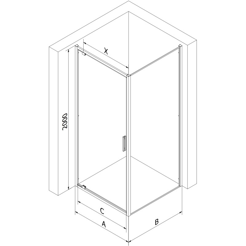 Mexen Exo-BR kabina prysznicowa uchylna 85 x 70 cm, transparent, chrom - 8181-085-070-01-00