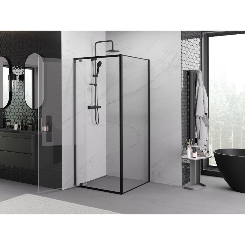 Mexen Exo kabina prysznicowa uchylna 100 x 100 cm, transparent, czarna - 8181-100-100-70-00