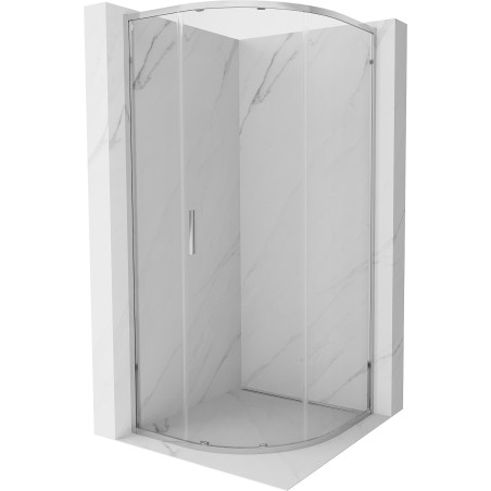 Mexen Exo-S kabina prysznicowa półokrągła rozsuwana 80 x 80 cm, transparent, chrom - 8131-080-080-01-00