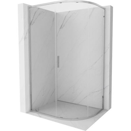 Mexen Exo-S kabina prysznicowa półokrągła asymetryczna rozsuwana 100 x 80 cm, transparent, chrom - 8131-100-080-01-00