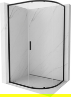 Mexen Exo kabina prysznicowa półokrągła asymetryczna rozsuwana 90 x 80 cm, transparent, czarna - 8131-090-080-70-00