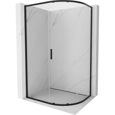 Mexen Exo-S kabina prysznicowa półokrągła asymetryczna rozsuwana 100 x 90 cm, transparent, czarna - 8131-100-090-70-00