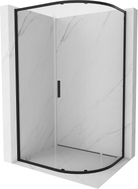 Mexen Exo-S kabina prysznicowa półokrągła asymetryczna rozsuwana 120 x 90 cm, transparent, czarna - 8131-120-090-70-00