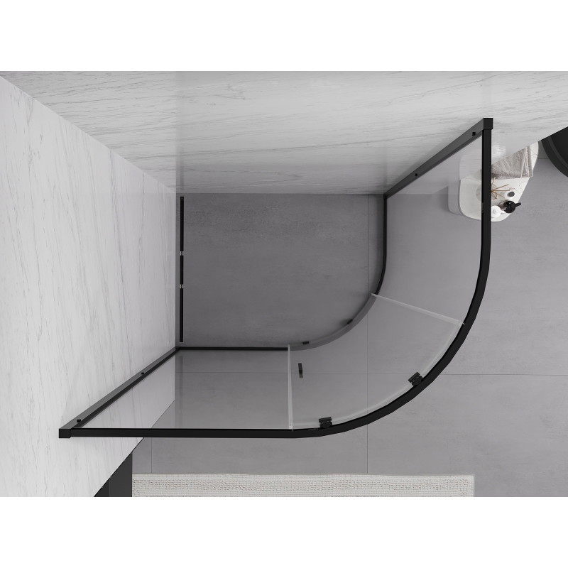 Mexen Exo-S kabina prysznicowa półokrągła asymetryczna rozsuwana 120 x 90 cm, transparent, czarna - 8131-120-090-70-00