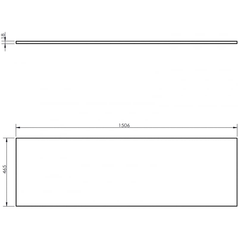 Mexen Uni blat naszafkowy 150 cm, czarny mat - 91AXX-1504-464-18-71