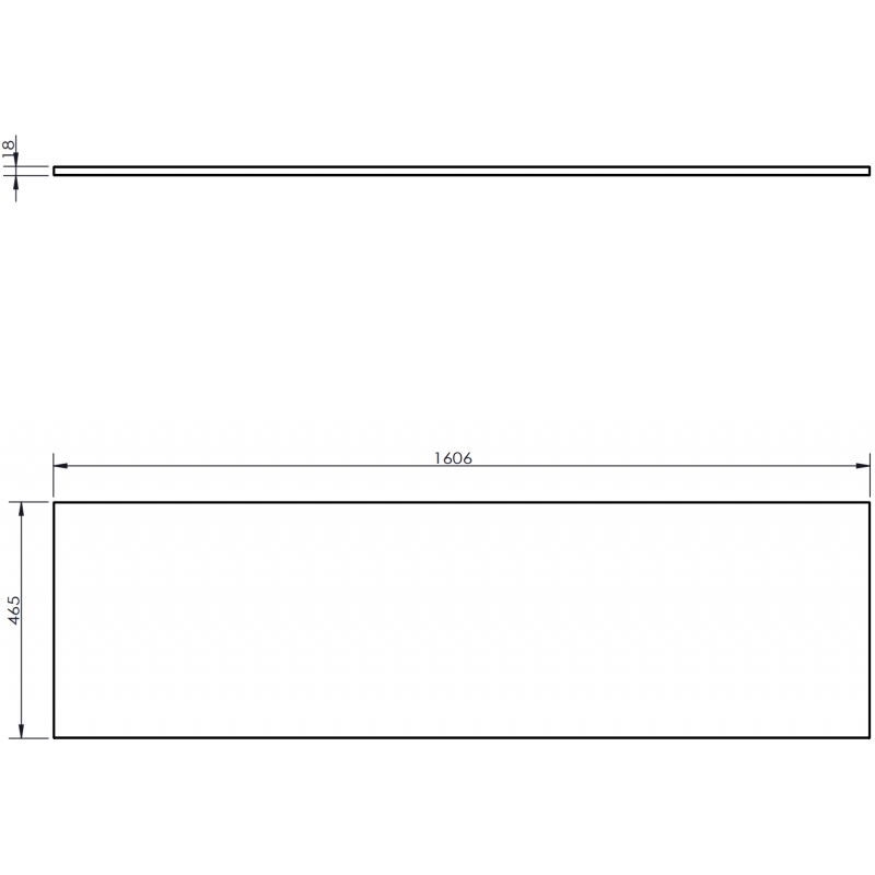 Mexen Uni blat naszafkowy 160 cm, czarny mat - 91AXX-1604-464-18-71