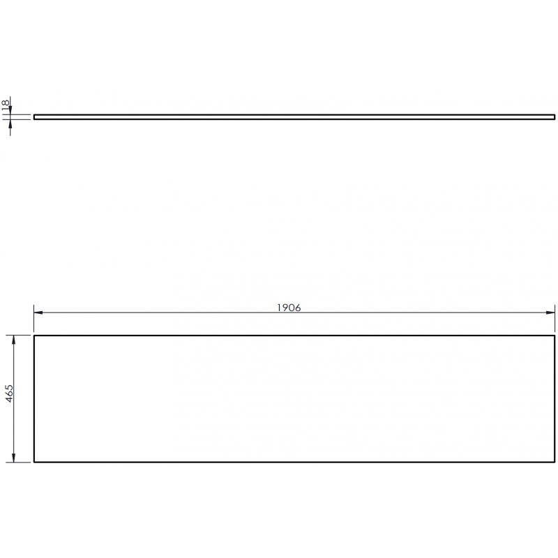 Mexen Uni blat naszafkowy 190 cm, czarny mat - 91AXX-1904-464-18-71