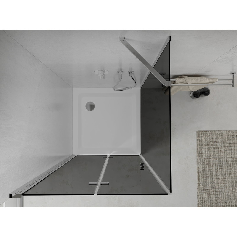 Mexen Lima kabina prysznicowa składana 70 x 70 cm, grafit, chrom + brodzik Flat, biały - 856-070-070-01-40-4010