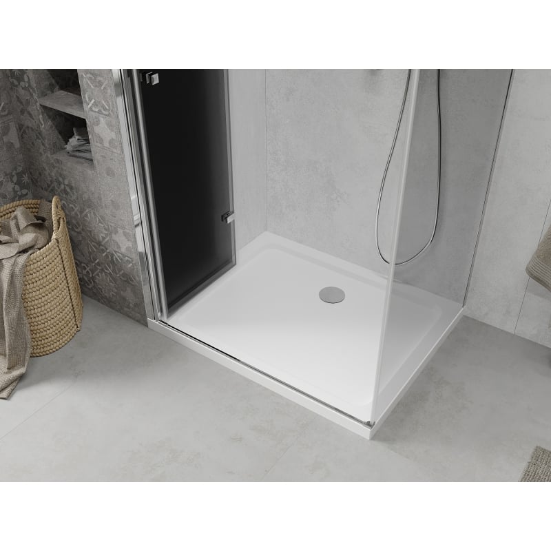 Mexen Lima kabina prysznicowa składana 70 x 90 cm, grafit, chrom + brodzik Flat, biały - 856-070-090-01-40-4010