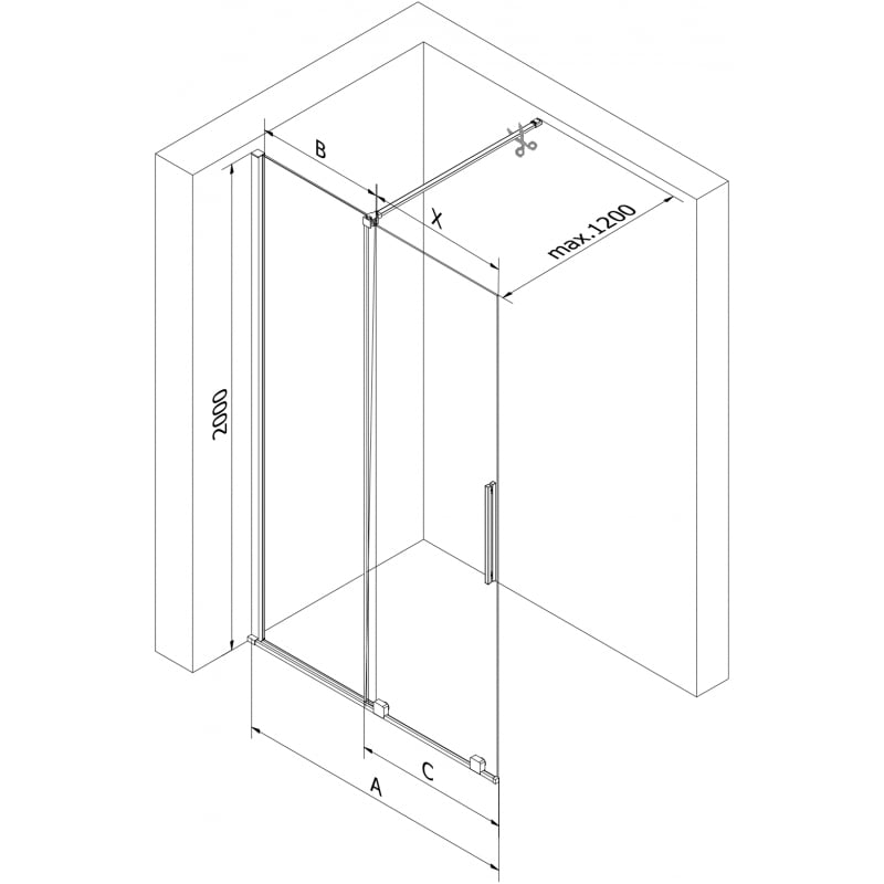 Mexen Velar ścianka prysznicowa rozsuwana Walk-in 130 x 200 cm, grafit 8 mm, chrom - 871-130-000-43-01