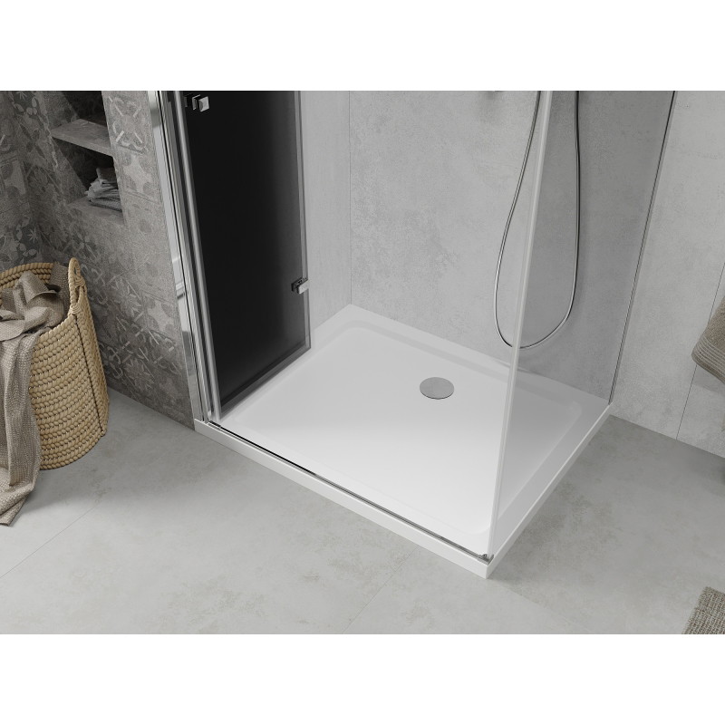 Mexen Lima kabina prysznicowa składana 70 x 100 cm, grafit, chrom + brodzik Flat, biały - 856-070-100-01-40-4010