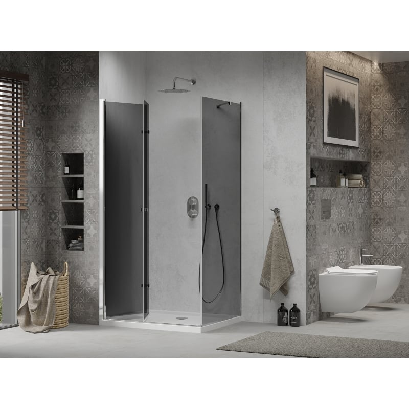 Mexen Lima kabina prysznicowa składana 70 x 110 cm, grafit, chrom + brodzik Flat, biały - 856-070-110-01-40-4010