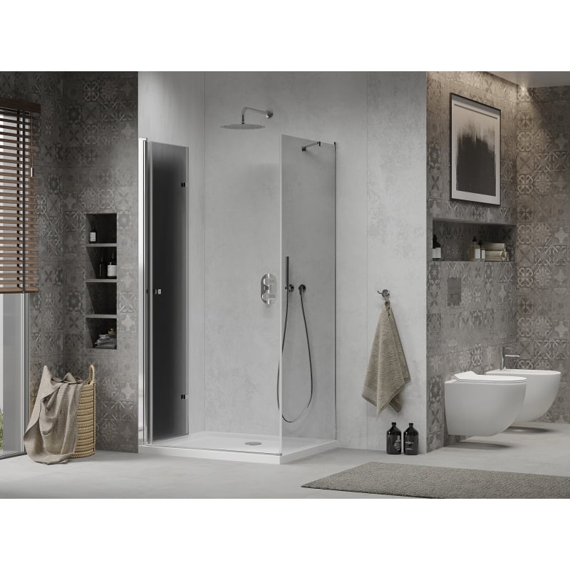 Mexen Lima kabina prysznicowa składana 70 x 110 cm, grafit, chrom + brodzik Flat, biały - 856-070-110-01-40-4010