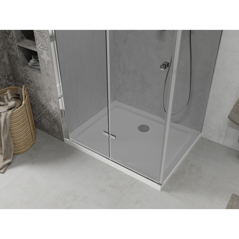 Mexen Lima kabina prysznicowa składana 70 x 120 cm, grafit, chrom + brodzik Flat, biały - 856-070-120-01-40-4010